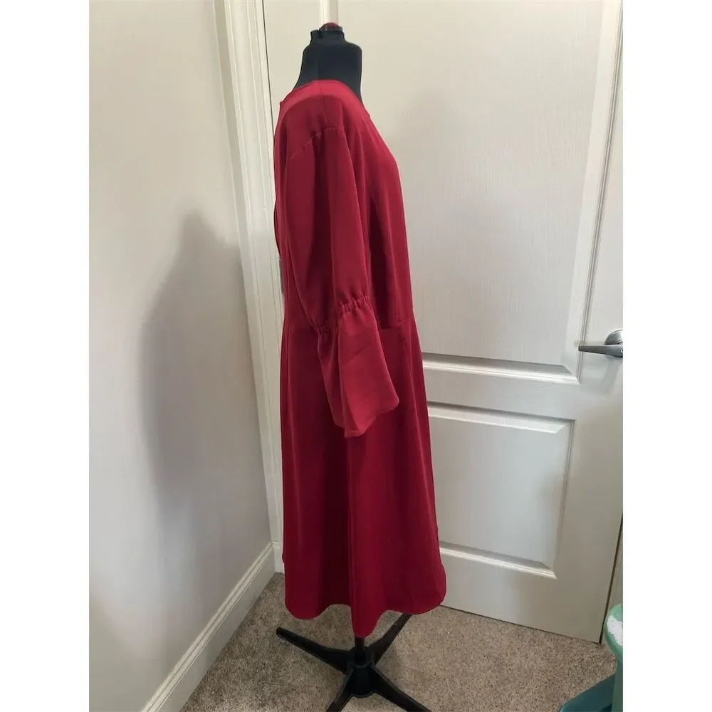 J. Jill Women's Bell Sleeve Midi Length Dress Red Size 18 - Picture 4 of 10